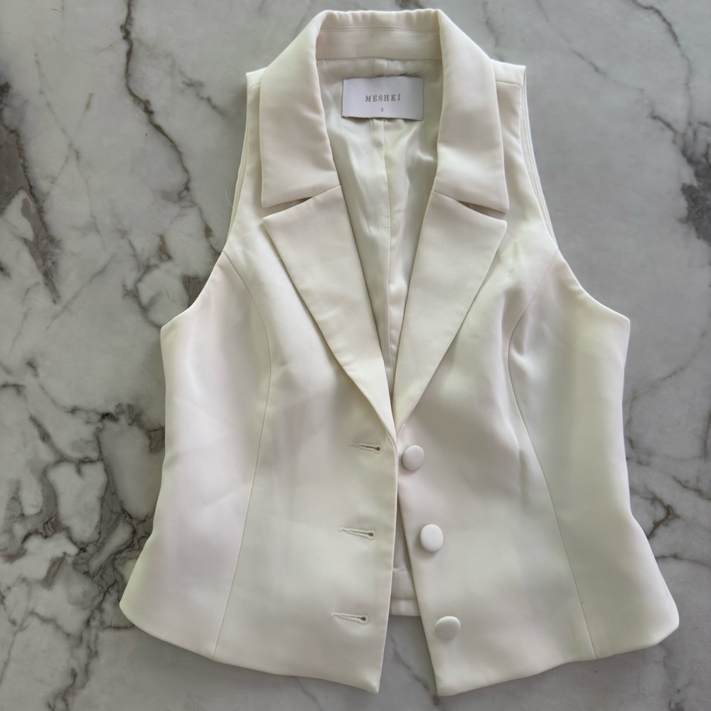 Meshki Mura Suiting Vest and Skirt set size S Ivory - Picture 6 of 12